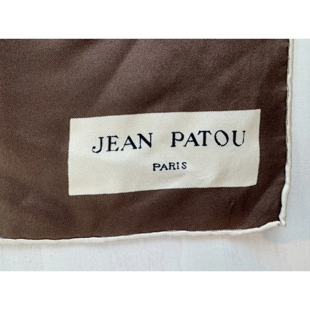 Jean Patuo Paris Geometric VTG Scarf 30''x30'' Fall 100% Silk Hand Rolled Edges